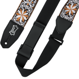 Levy MRHHT-13 2" Right Height Jacquard Weave Guitar Strap w/ 60™s Style Hootenanny Yellow & White Floral-Easy Music Center