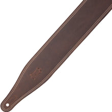 Load image into Gallery viewer, Levy M17BDS-DBR Levy's 2.5" Dark Brown Pull-up Leather Guitar Strap With Soft Garment Leather Backing. 2-ply 'Butter' Strap - White Double Stiching Around Body &amp; Tail. Adjustable from 41" to 55".-Easy Music Center
