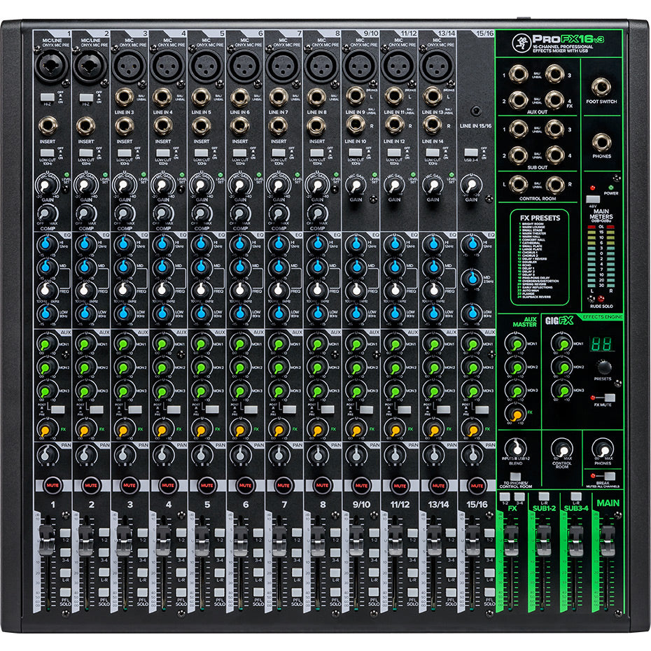 Mackie PROFX16V3 16 Channel 4-bus Professional Effects Mixer with USB-Easy Music Center