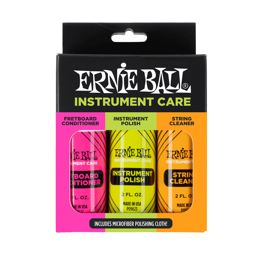 Ernie Ball P04225 Instrument Care 3-Pack with Microfiber Polish Cloth-Easy Music Center