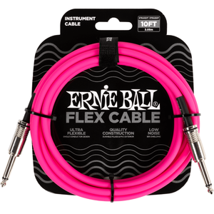 Ernie Ball P06413 10' Instrument Cable, Straight/Straight, Pink-Easy Music Center