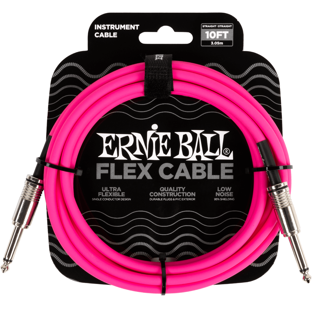 Ernie Ball P06413 10' Instrument Cable, Straight/Straight, Pink-Easy Music Center