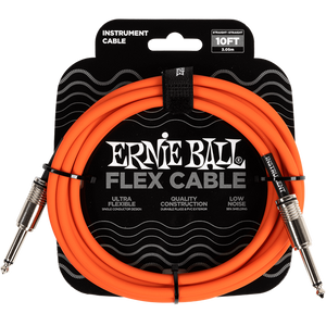 Ernie Ball P06416 10' Instrument Cable, Straight/Straight, Orange-Easy Music Center