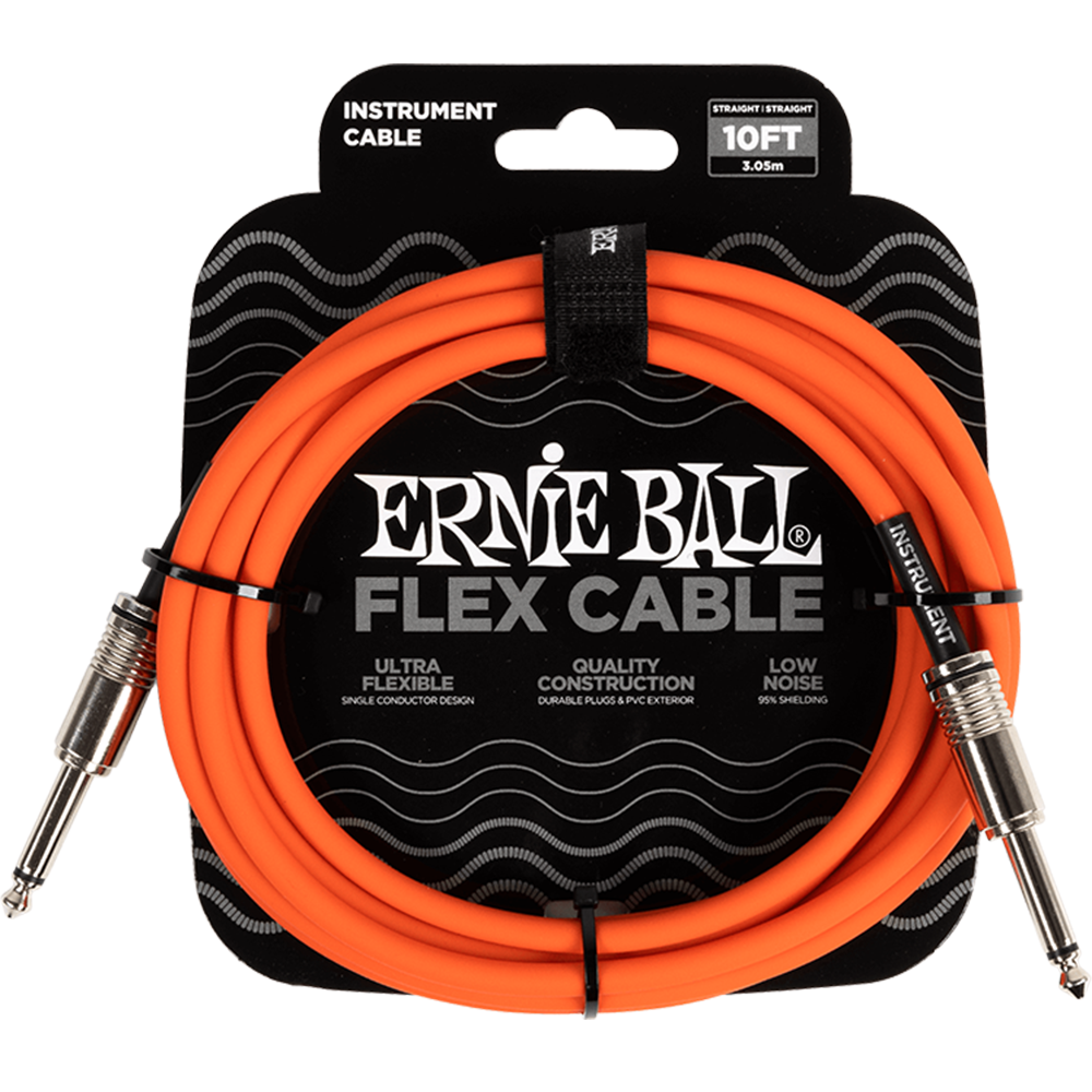 Ernie Ball P06416 10' Instrument Cable, Straight/Straight, Orange-Easy Music Center