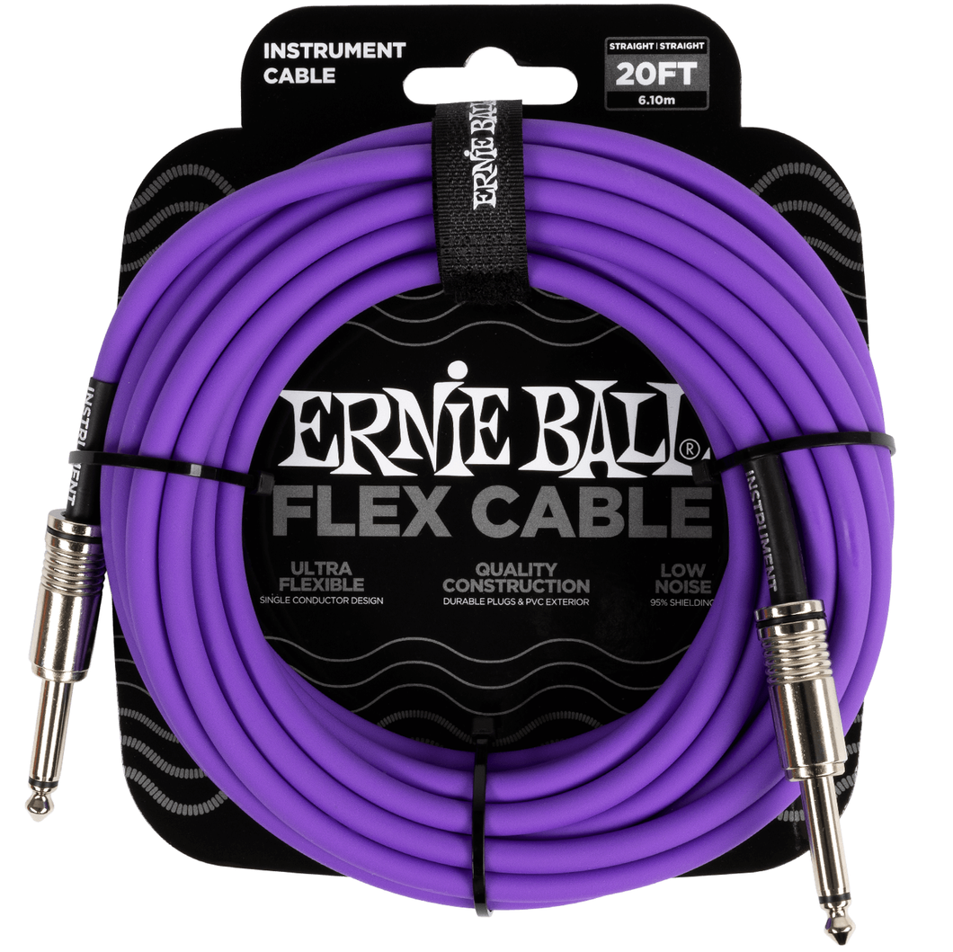 Ernie Ball P06420 20' Instrument Cable, Straight/Straight, Purple-Easy Music Center