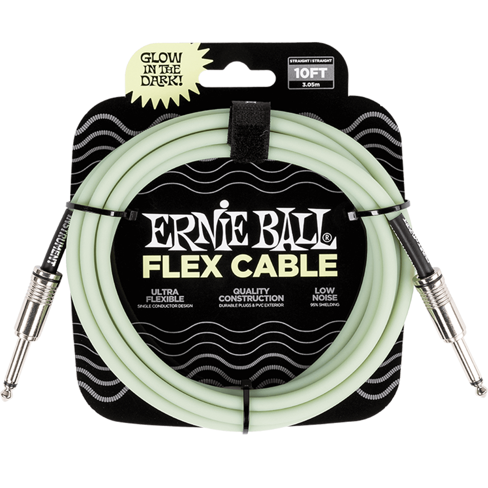 Ernie Ball P06436 10' Instrument Cable, Straight/Straight, Glow-In-The-Dark-Easy Music Center