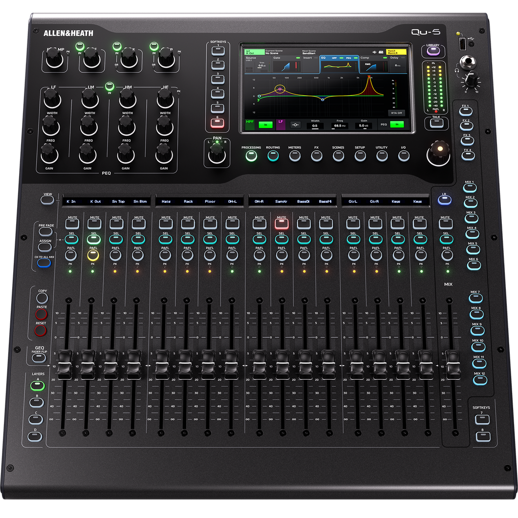 Allen & Heath QU-5 32-Channel Digital Mixer w/ Dante, 16 Preams, 12 Line Out, 16+1 Fader-Easy Music Center