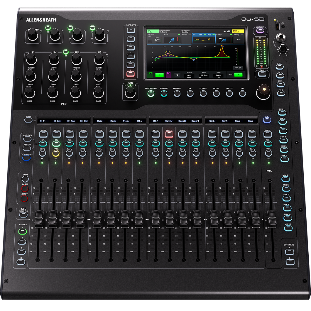 Allen & Heath QU-5D 32-Channel Digital Mixer w/ Dante, 16 Preams, 12 Line Out, 16+1 Fader-Easy Music Center