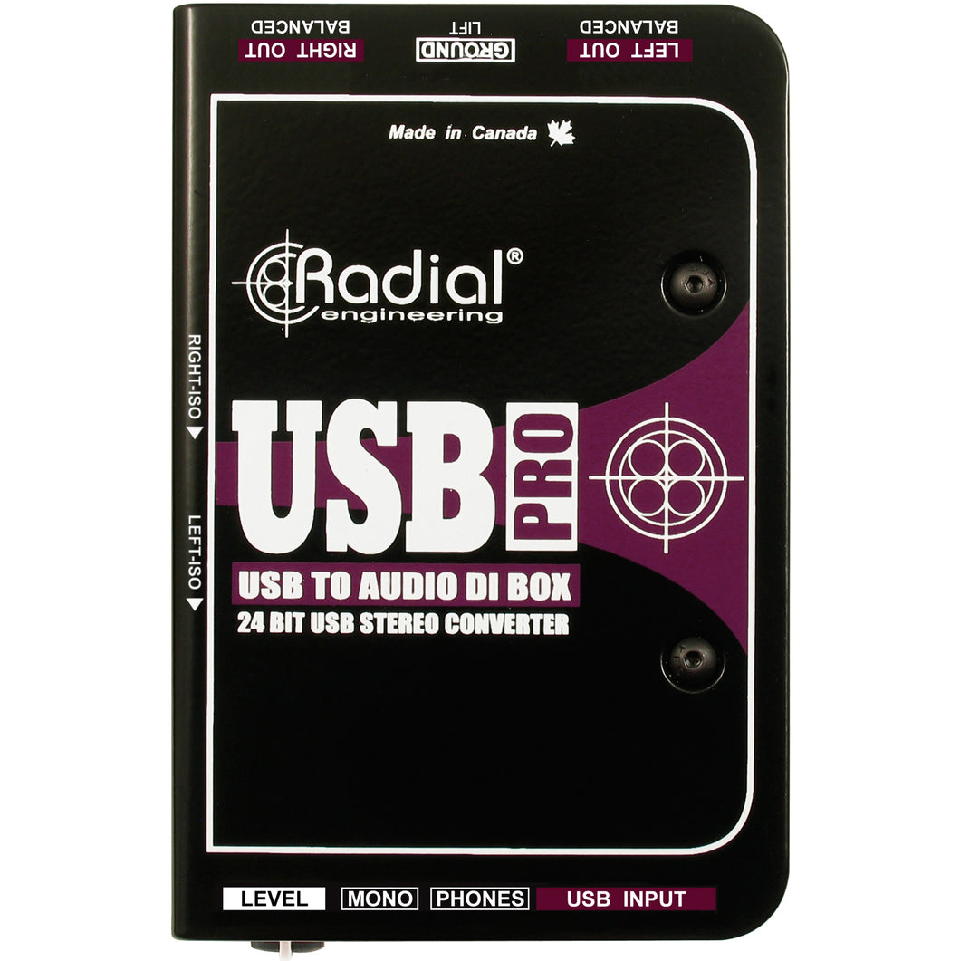 Radial Engineering R8001050 USB- PRO Digital USB DI for Laptops, 24/96 w/ Heapdhone Amp & Isolated Outs-Easy Music Center