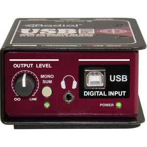 Radial Engineering R8001050 USB- PRO Digital USB DI for Laptops, 24/96 w/ Heapdhone Amp & Isolated Outs-Easy Music Center