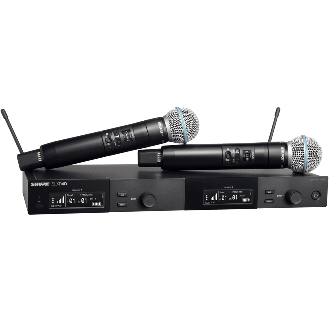 Shure SLXD24D/B58-G58 Dual Digital Wireless System w/ 2-SLXD2/Beta58 Handheld Transmitters, Band G58