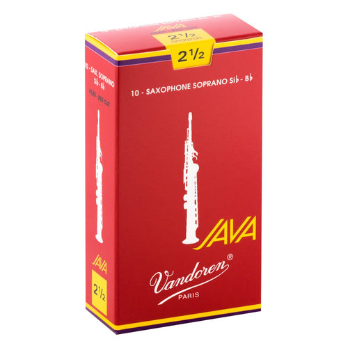Vandoren SR3025R Soprano Sax Java Red Reeds Strength #2 1/2; Box of 10-Easy Music Center
