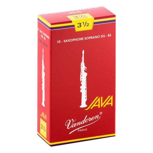 Vandoren SR3035R Soprano Sax Java Red Reeds Strength #3 1/2; Box of 10-Easy Music Center