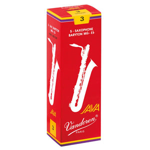 Vandoren SR343R Java Red Baritone Saxophone Reeds - Strength 3 (Box of 5)-Easy Music Center
