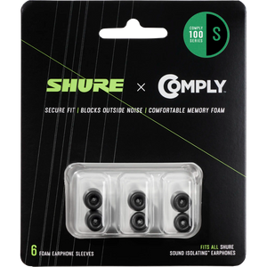 Shure EACYF1-6S Replacement Black Foam Sleeves for Shure SE, Small, 3 Pairs-Easy Music Center