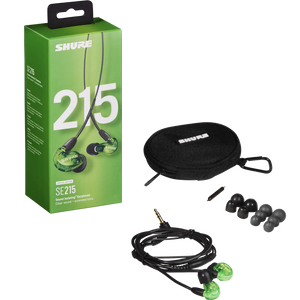 Shure SE215SPE-GN Sound Isolating Earphones w/ Dynamic MicroDriver, Green-Easy Music Center