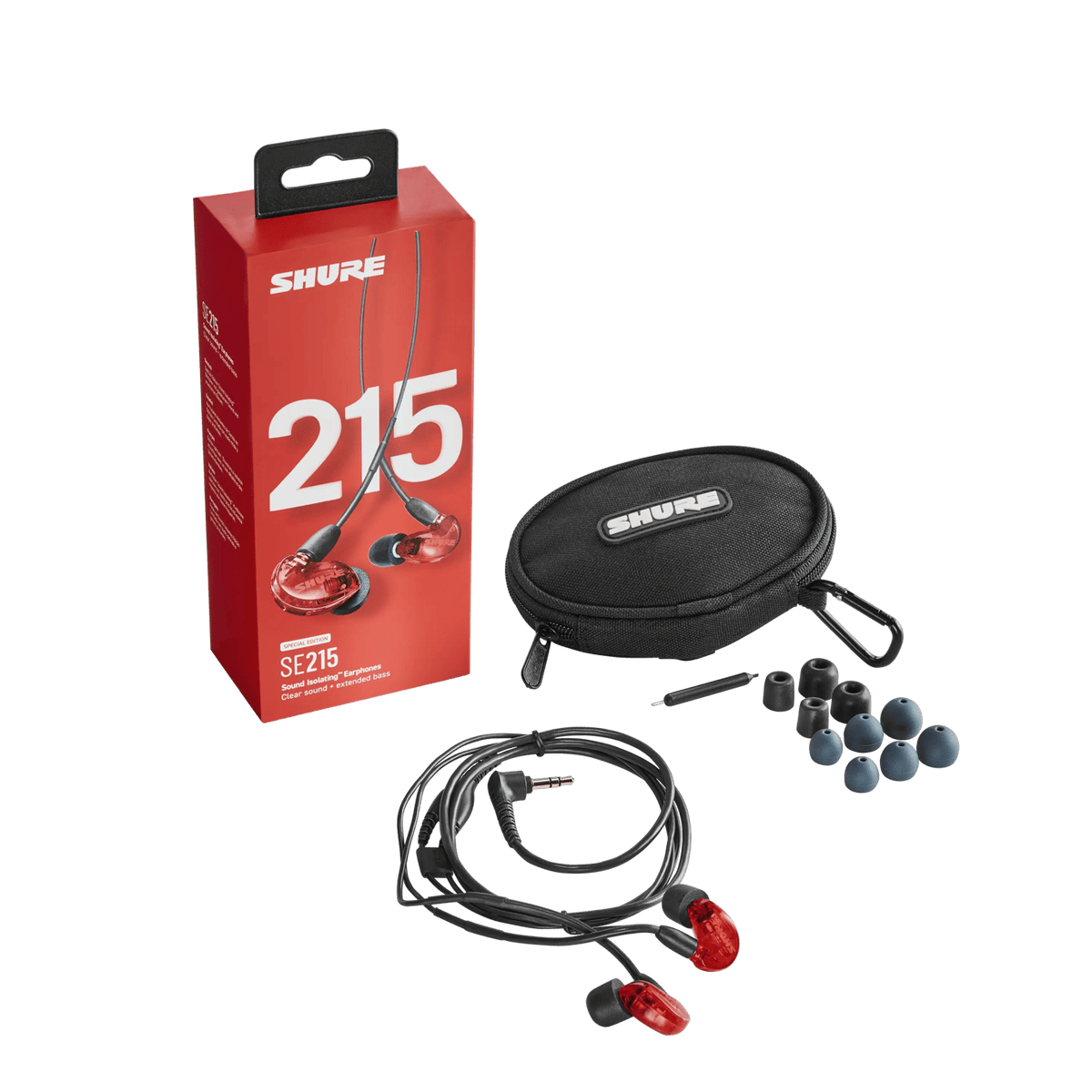 Shure SE215SPE-RED Sound Isolating Earphones w/ Dynamic MicroDriver, R ...
