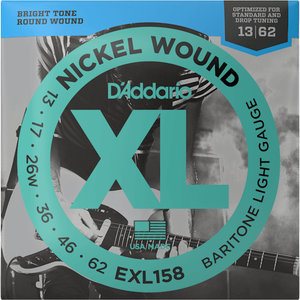 D'addario EXL158 13-62 Baritone Guitar Strings, Light, XL Nickel-Easy Music Center