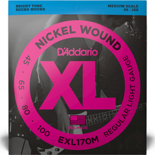 Load image into Gallery viewer, D&#39;addario EXL170M Nickel Wound 45-100 Bass Strings, 4-string, Medium Scale-Easy Music Center
