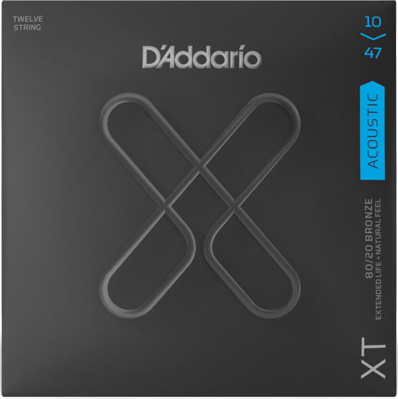 D'addario XTABR1047-12 XT Coated 12st, 80/20 Bronze, Light 10-47-Easy Music Center