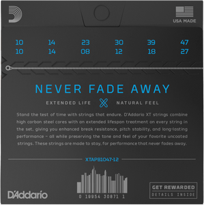 D'addario XTAPB1047-12 XT Coated 12st, Phosphor Bronze, Light 10-47-Easy Music Center