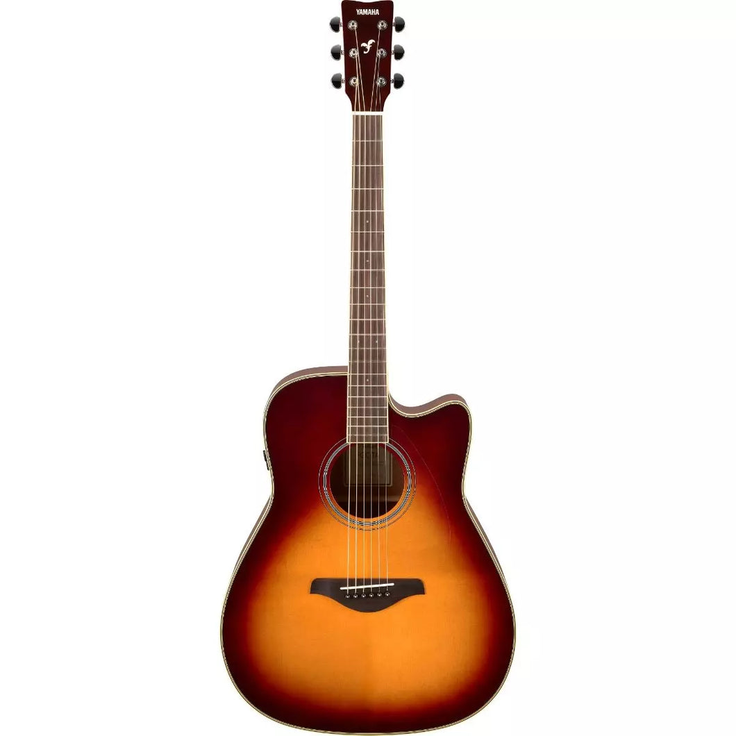 Yamaha FGC-TA-BS Folk Guitar, Trans-Acoustic w/Cutaway and Electronics, Brown Sunburst-Easy Music Center