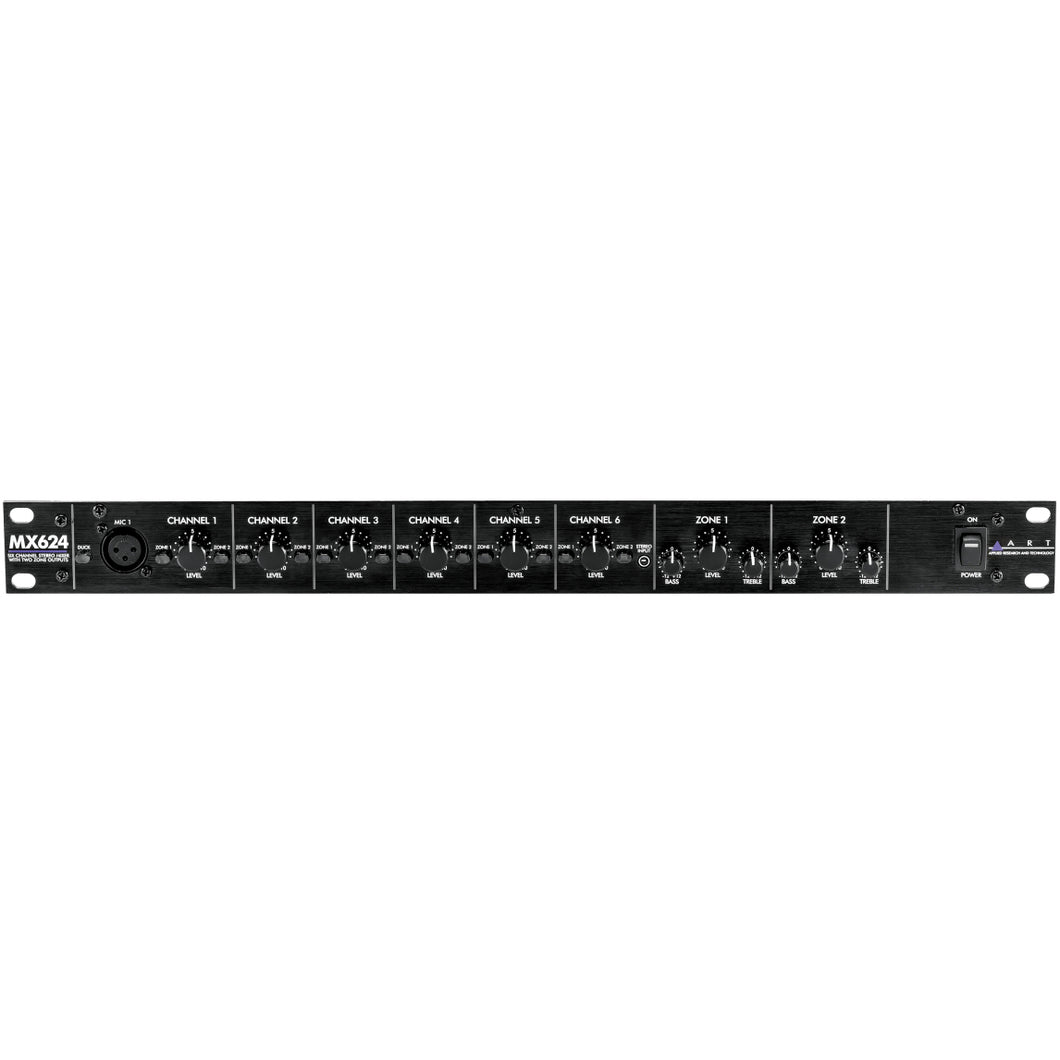 ART MX624 6-Channel Stereo Line Mixer, 1U Rack Mount-Easy Music Center