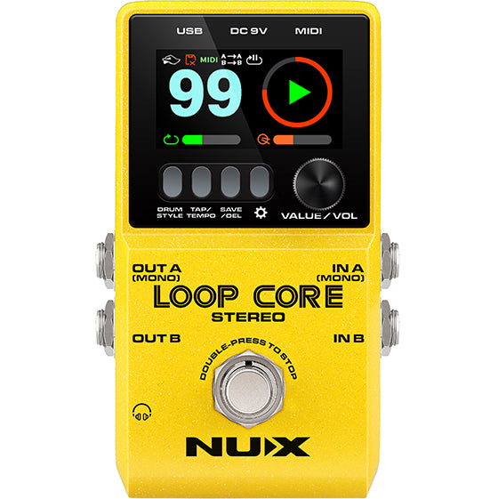 NUX LOOPCORE-STEREO Loop Core Stereo Looper Pedal with MIDI and Drum Patterns-Easy Music Center