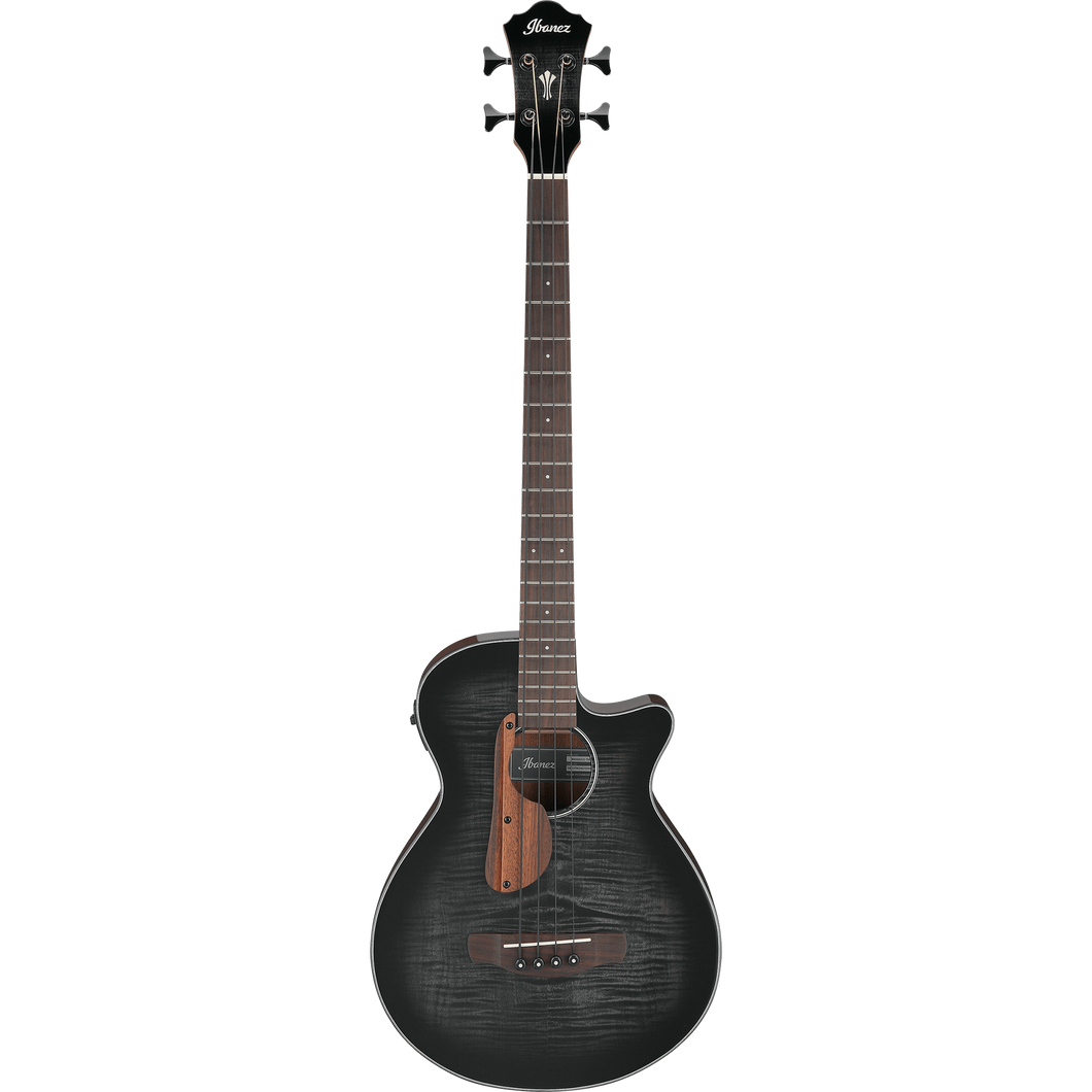 Ibanez AEGB25ETKH AE Acoustic/Electric Bass, Flame Maple Top, Sapele b/s, Transparent Black Sunburst-Easy Music Center
