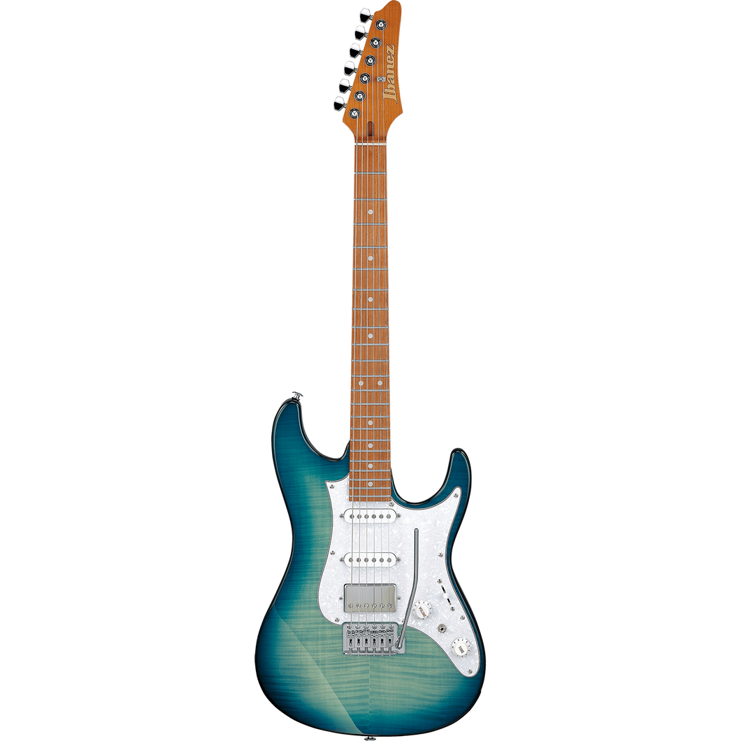 Ibanez AZ22S1FTXB AZ Standard, 24 Fret, HSS, w/ Trem, Roated MN, Locking Tuners, Transparent Turquoise Burst-Easy Music Center