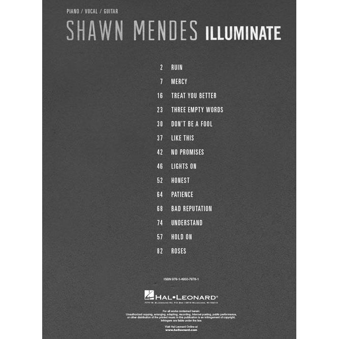 Hal Leonard HL00200564 Shawn Mendes Illuminate – Easy Music Center