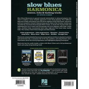 Hal Leonard HL00289620 Slow Blues Harmonica Lessons, Licks &amp; Backing Tracks-Easy Music Center