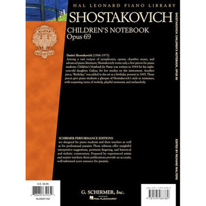 Hal Leonard HL00297102 Shostakovich Children's Notebook, Opus 69-Easy Music Center