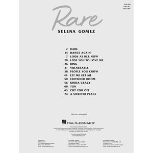 Hal Leonard HL00338303 Selena Gomez - Rare, Piano/Vocal/Guitar Artist Songbook-Easy Music Center