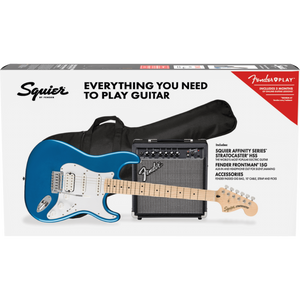 Squier 037-2820-002 Strat Pack, 15G amp, HSS, Lake Placid Blue-Easy Music Center