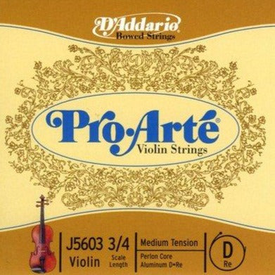 D'addario J5603-3/4M Pro-Arte Violin Single D String, 3/4 Scale, Medium Tension-Easy Music Center