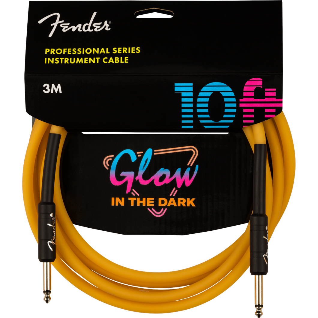 Fender 099-0810-113 Professional 10' Glow-In-The-Dark Cable, Orange-Easy Music Center