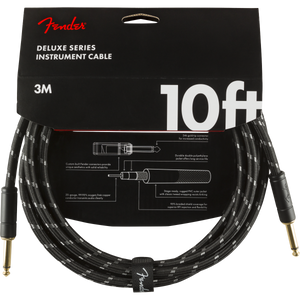 Fender 099-0820-092 Deluxe 10' Instrument Cable - Black Tweed-Easy Music Center