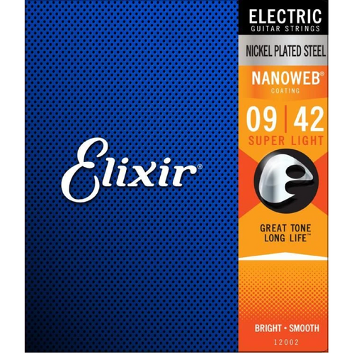 Elixir 12002 NANOWEB Electric Guitar Strings Super Light 9-42-Easy Music Center
