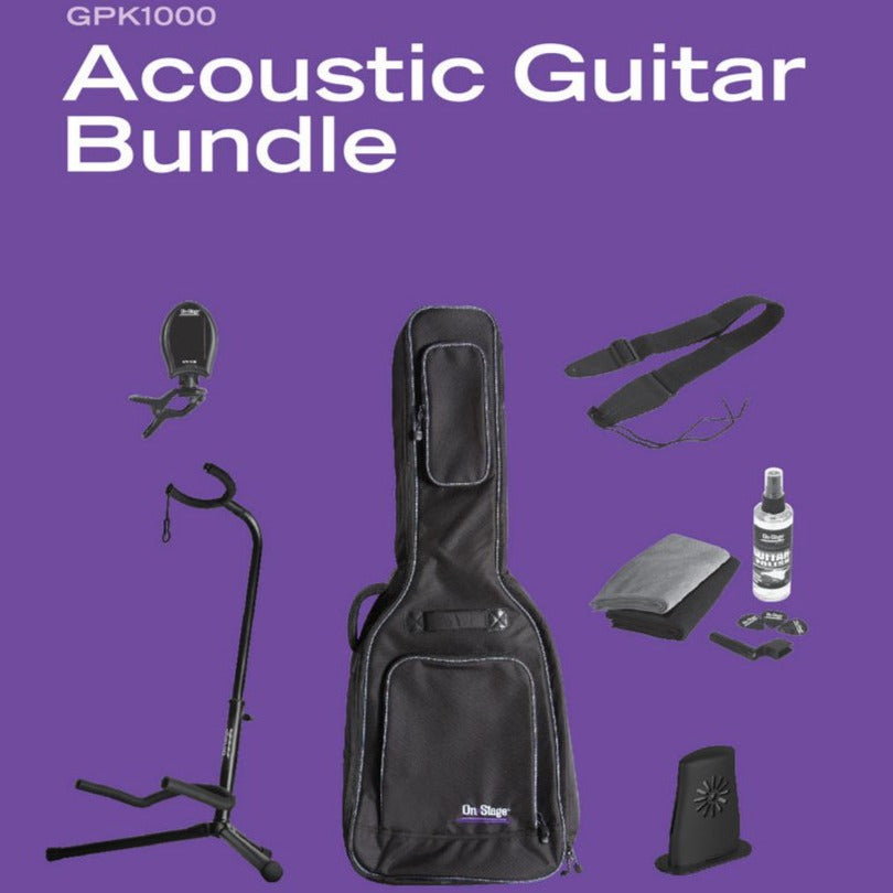 On Stage Stands GPK1000 Acoustic Guitar Accessories Bundle-Easy Music Center