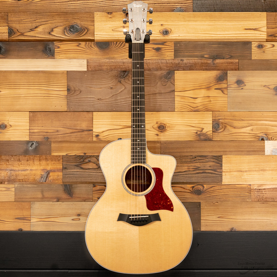Taylor 214CE-DLX-LTD-S Grand Auditorium LTD - Cutaway, Electronics, Sitka Top, Layered Quilted Sapele b/s (#2201252082)-Easy Music Center