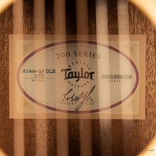 Load image into Gallery viewer, Taylor 214CE-DLX-LTD-S Grand Auditorium LTD - Cutaway, Electronics, Sitka Top, Layered Quilted Sapele b/s (#2201252082)-Easy Music Center
