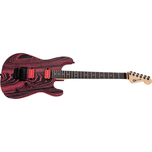 Charvel 297-5001-521 Pro-Mod San Dimas Style 1 Electric Guitar, HH, Floyd Rose, Ebony Fretboard - Neon Pink Ash-Easy Music Center