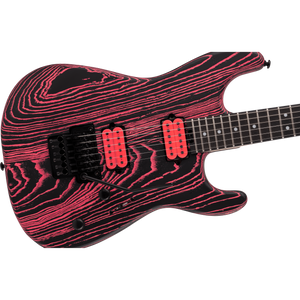 Charvel 297-5001-521 Pro-Mod San Dimas Style 1 Electric Guitar, HH, Floyd Rose, Ebony Fretboard - Neon Pink Ash-Easy Music Center