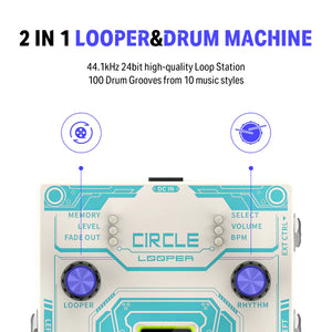 Donner EC1289 Circle Looper Pedal w/ Drum Machine-Easy Music Center