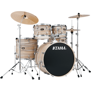 Tama IE52CNZW Imperialstar 5pc Complete Kit, 10, 12, 16, 22, 14s, Natural Zebrawood Wrap-Easy Music Center
