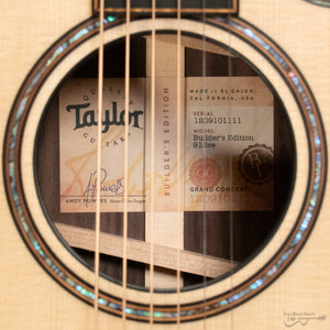 Taylor 912CE-BE Grand Auditorium Builder's Edition Acoustic-Electric Guitar (#1209101111)-Easy Music Center