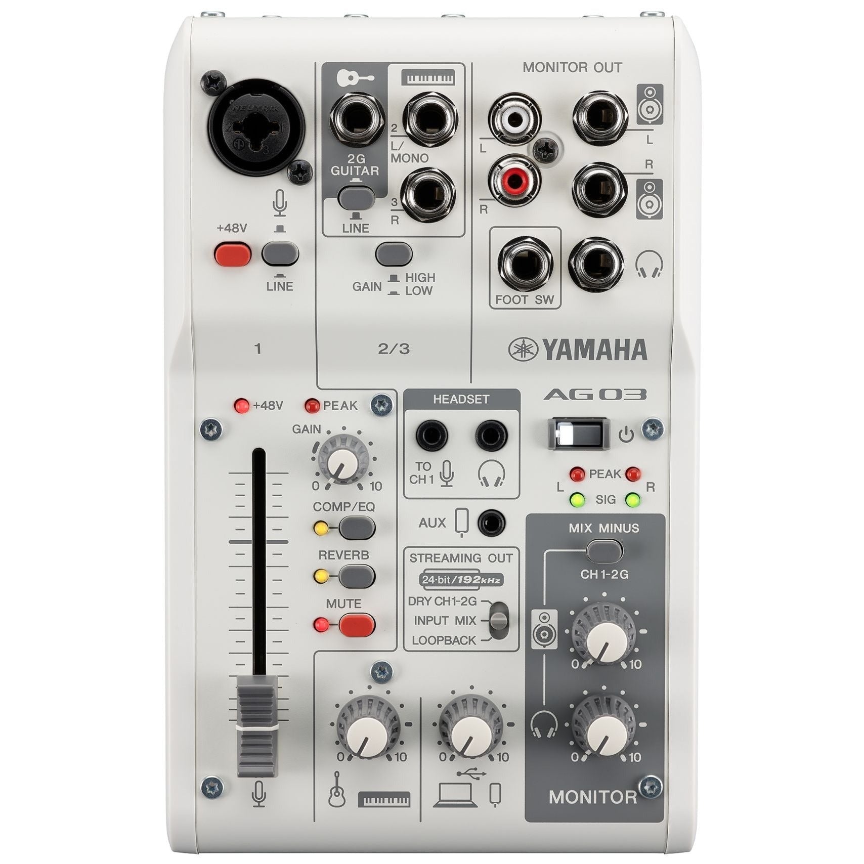 Pekkadillo Tilskynde Ham selv Yamaha AG03MK2W 3-Channel Mixer/USB Audio Interface for iOS/MAC/PC, Wh –  Easy Music Center