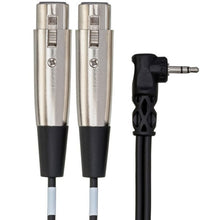 Load image into Gallery viewer, Hosa CYX-405F Camcorder Microphone Cable, Dual XLR3F to Right-angle 3.5 mm TRS, 5 ft-Easy Music Center
