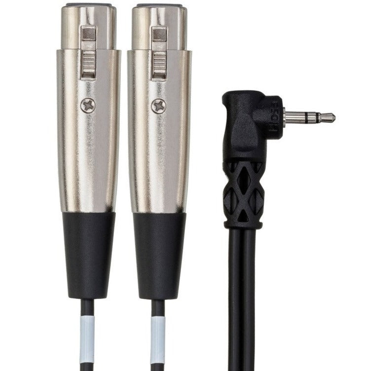Hosa CYX-405F Camcorder Microphone Cable, Dual XLR3F to Right-angle 3.5 mm TRS, 5 ft-Easy Music Center